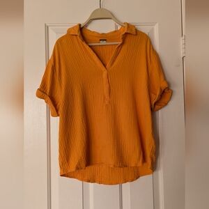 Magaschoni 100% Organic Cotton Vibrant Orange Blouse | Size Medium